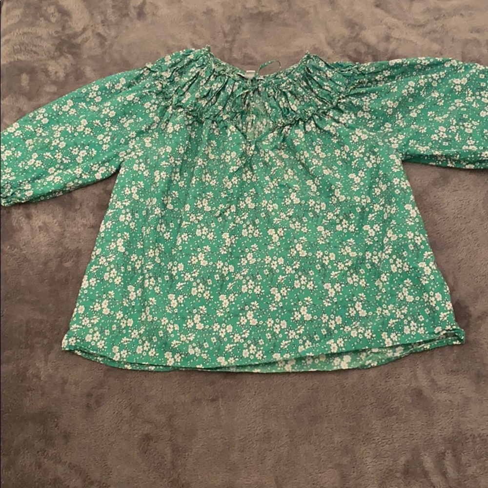 Green Floral Blouse